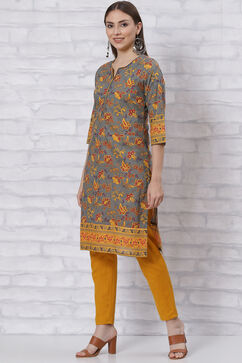 Grey Straight Kurta image number 0